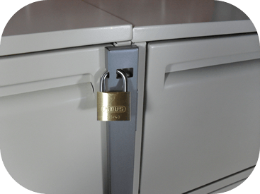 file cabinet secured with file cabinet locking bar