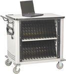 Portable laptop cart with storage for up to 32 laptops