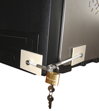 printer paper tray locked with a refrigerator lock