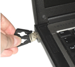 how to insert scissor clip into security slot of a laptop